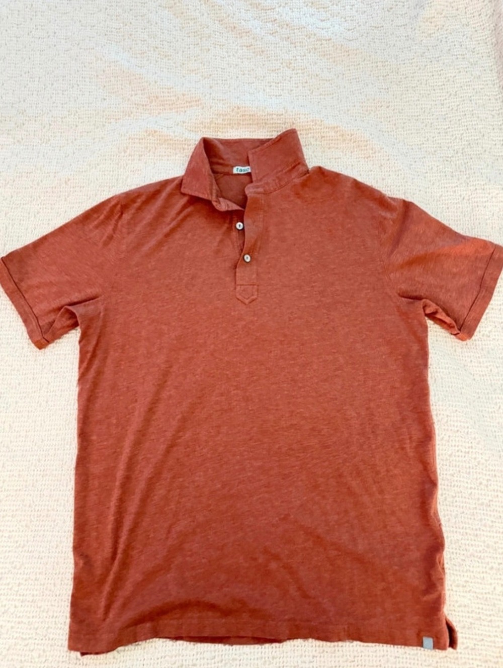 tasc Men's Short Sleeve Polo Shirt Medium Rust Orange Cotton Blend